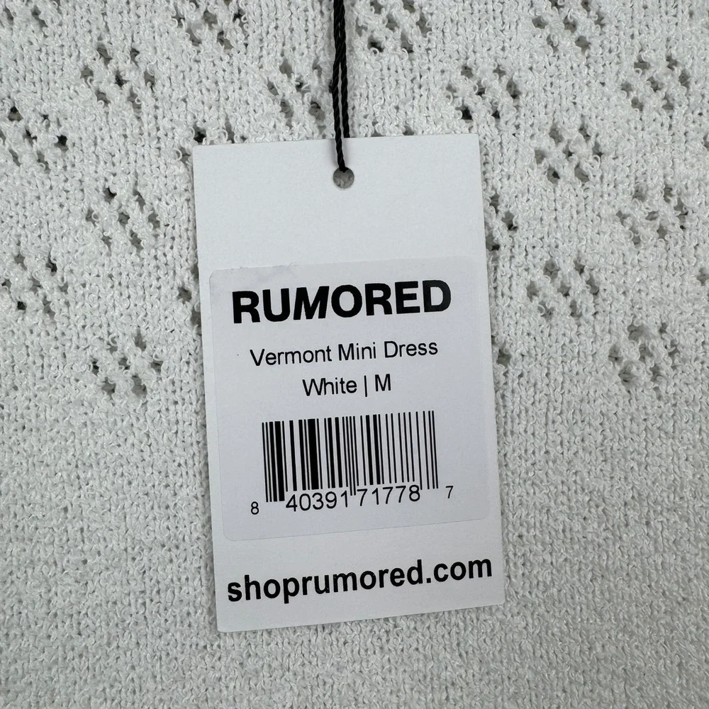 Rumored Vermont Mini Dress White Lace Knit‎ Long Sleeve M NWT